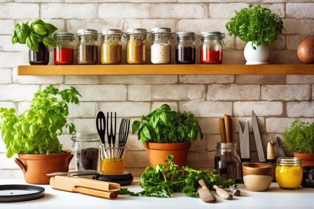 Modern kitchen table countertop with domestic professional advertising food photography