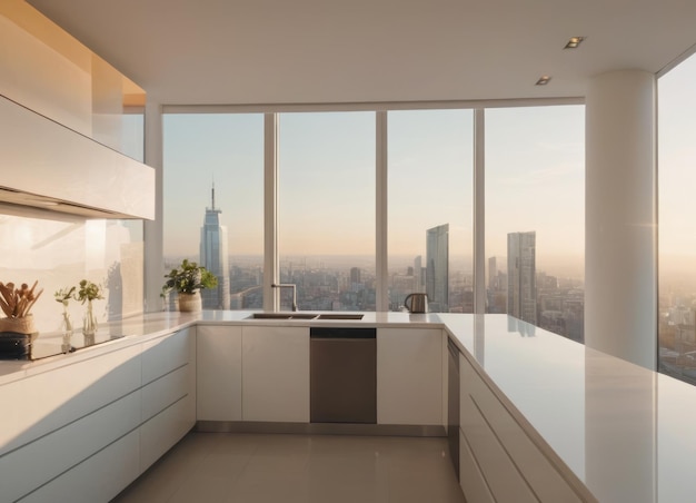 Modern Kitchen with Breathtaking Cityscape View