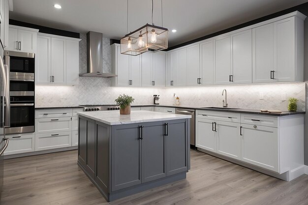 Modern kitchen with cabinets at home