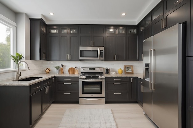 Modern kitchen with cabinets at home