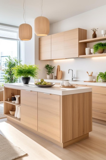 modern kitchen with cabinets at home