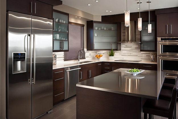 Modern kitchen with sleek fixtures stainless steel and glass accents