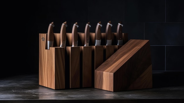 Modern knife block with unique knife AI generated