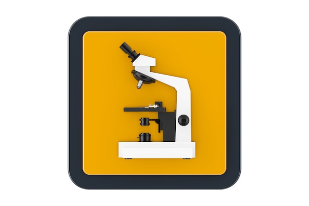 Modern Laboratory Microscope as Touchpoint Web Icon Button on a white background. 3d Rendering