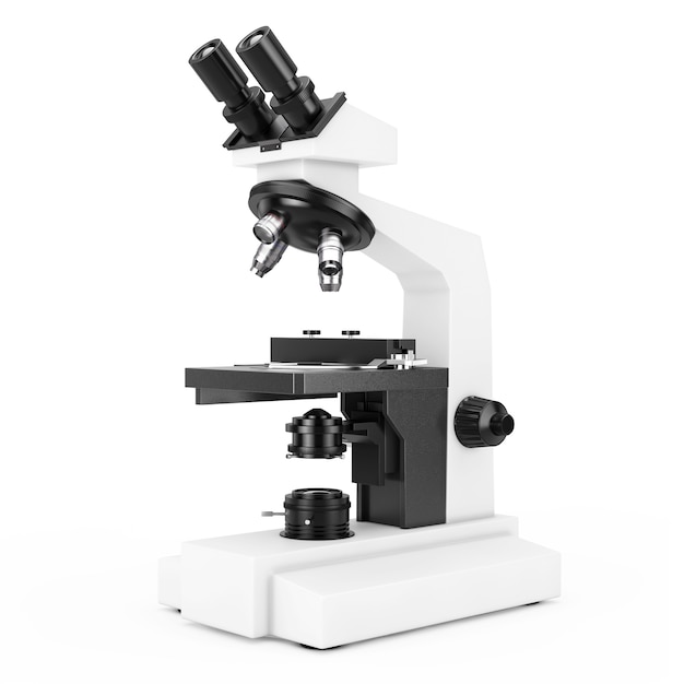 Modern Laboratory Microscope on a white background. 3d Rendering.