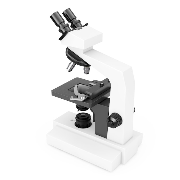 modern laboratory microscope on a white background. 3d rendering.