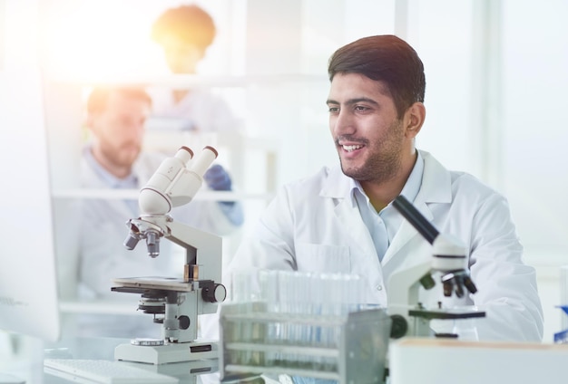 In a Modern Laboratory Research Scientist Conducts Experiments