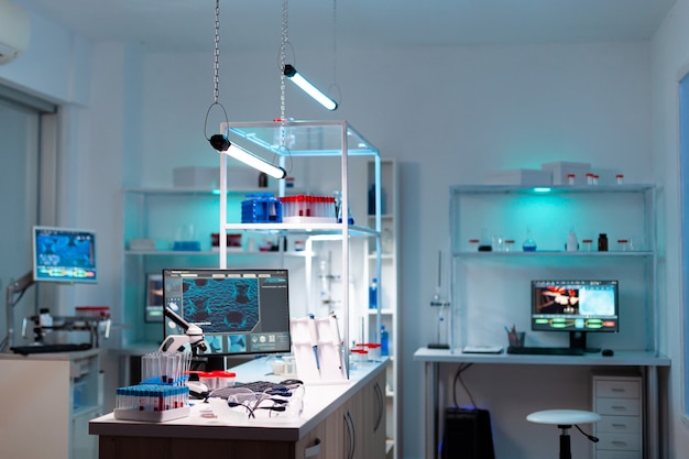 Modern laboratory for scientific research with professional equipment for studying virus