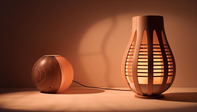 Photo modern lamp illuminates elegant home interior decor generated by ai