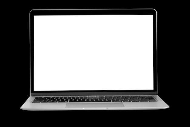 A modern laptop computer on black background