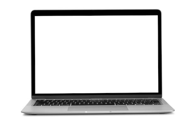 Modern laptop computer on the white background