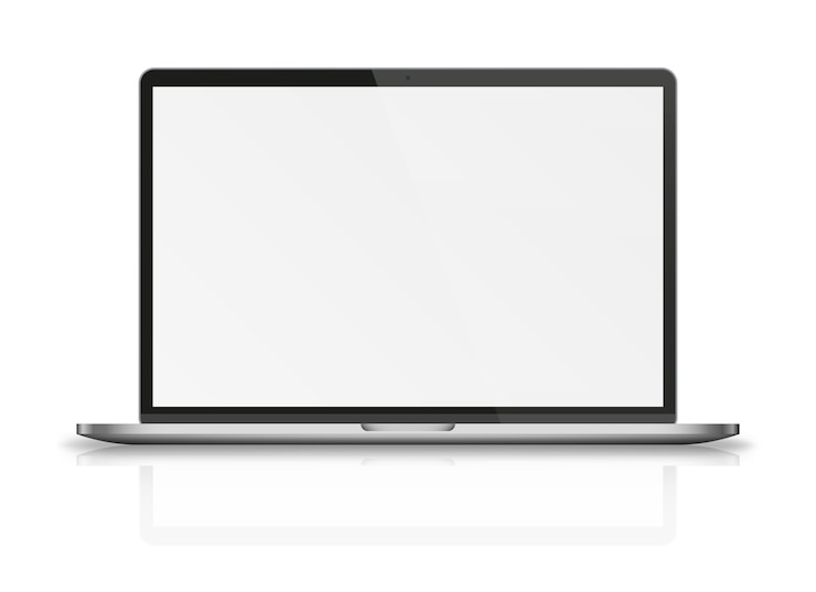 Photo modern laptop with reflections and shadows.