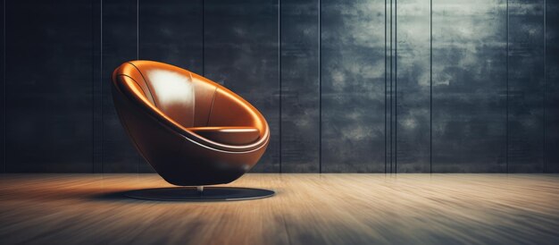 Modern leather ovalshaped relax chair in abstract empty room closeup view