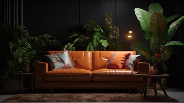 A modern leather sofa Ganerative AI