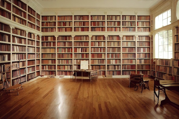 Modern library or bookstore room with books