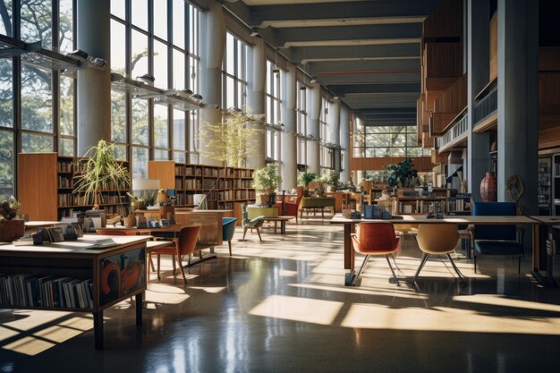 Modern Library Interiors Generative AI