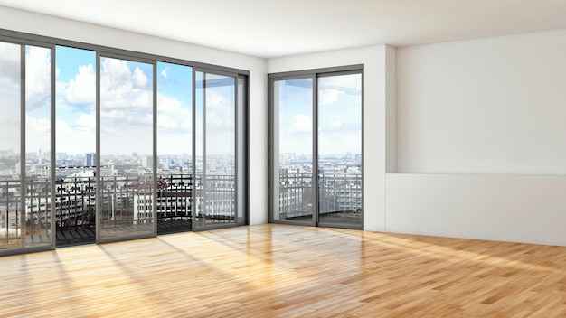 Modern licht interieur appartement 3D-rendering illustratie