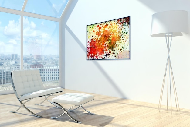 Modern licht interieur appartement Woonkamer 3D-rendering illustratie