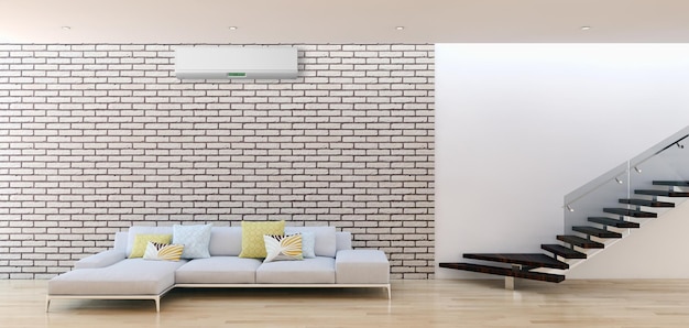 Foto modern licht interieur appartement woonkamer 3d-rendering illustratie