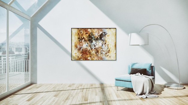 Modern licht interieur appartement Woonkamer 3D-rendering illustratie