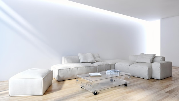 Modern licht interieur appartement Woonkamer 3D-rendering illustratie