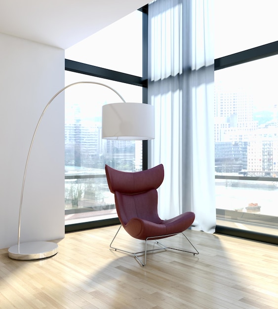 Modern licht interieur appartement Woonkamer 3D-rendering illustratie