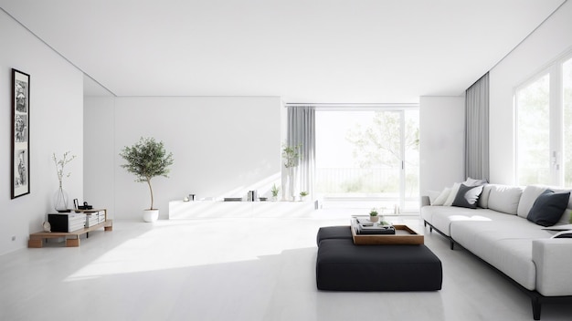 Modern, licht woonkameridee met grote ramen