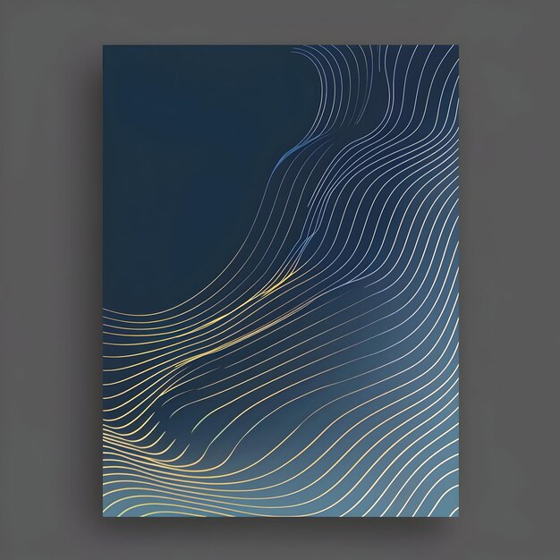 Photo modern line art brochure with blue abstract waves background bright on dark background for wallpape