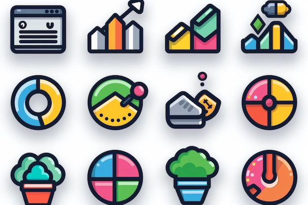 Modern Line Set of Graphic Related Icons Includes Pie Chart Graphic Statistics Column Chart and more Editable Stroke 48x48 Pixel Perfect