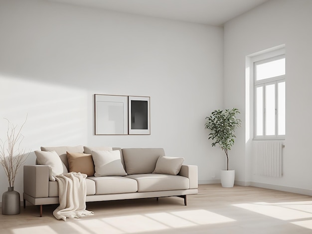Modern Living interior design Rustic interior design of modern living room with beige brown sofa