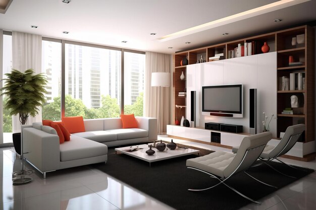 Modern living room on a building