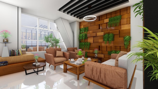 modern living room design. 3d renders