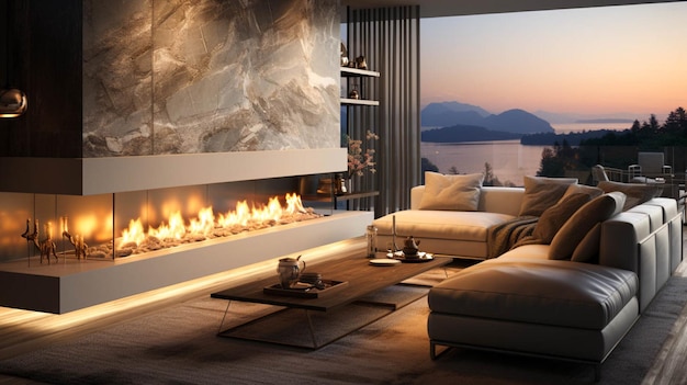 Modern living room Fireplace interior