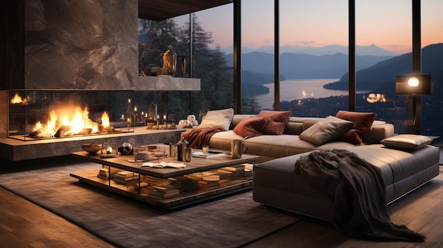 Modern living room Fireplace interior