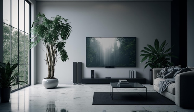 Modern living room interior background providing a home Generative Ai
