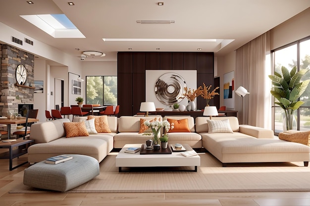 Modern living room interior design with modern furniture design background