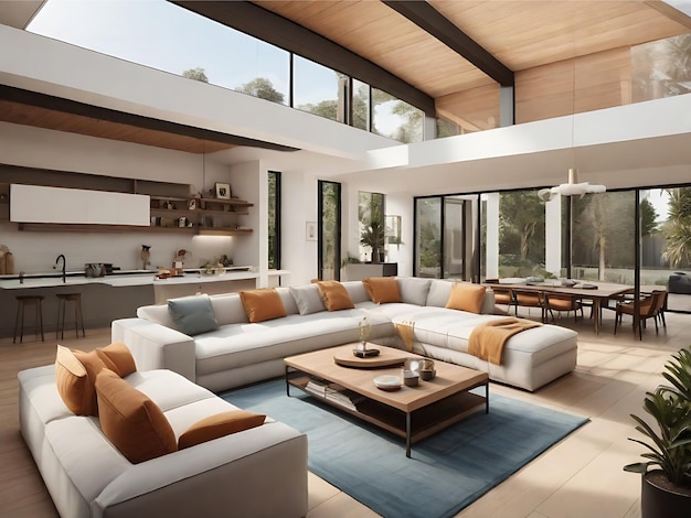 Foto design d'interni moderno del soggiorno