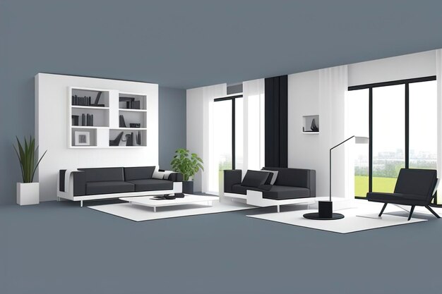 Photo modern living room interior with sofa coffee cup and table