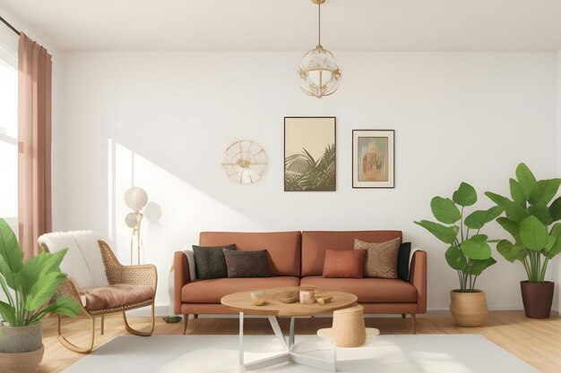 Modern Living Room Interior With Television Set Sofa Armchair Floor Lamp And Coffee Table