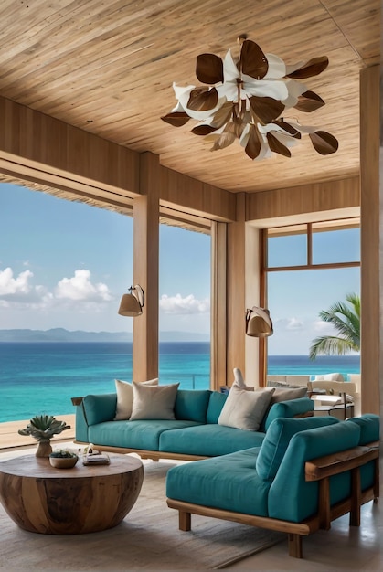 a modern Living room on a luxury yacht