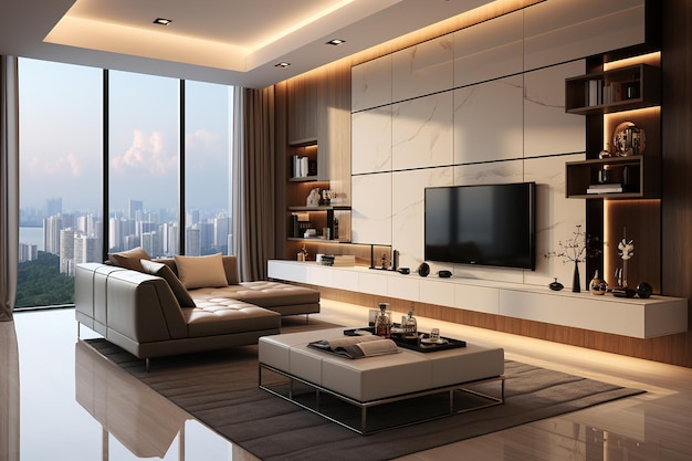 Modern living room professionally designed open concept Minimalist Generative AI