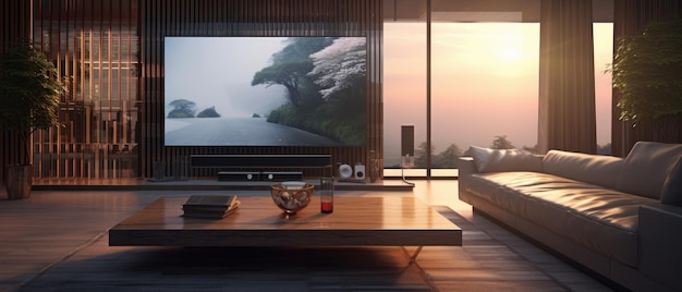 Modern living room for video conferencing Cozy living room Generative AI