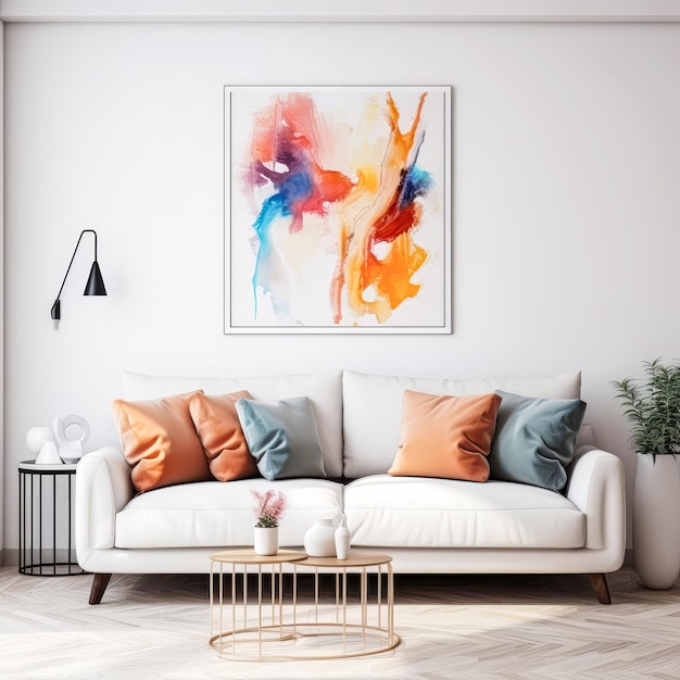 Modern Living Room with Abstract Wall Art