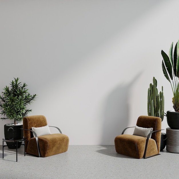 Современная гостиная с креслами 3d визуализации