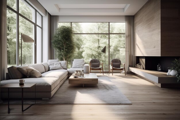 Premium AI Image | Modern Living Room with Clean Lines Neutral Tones ...