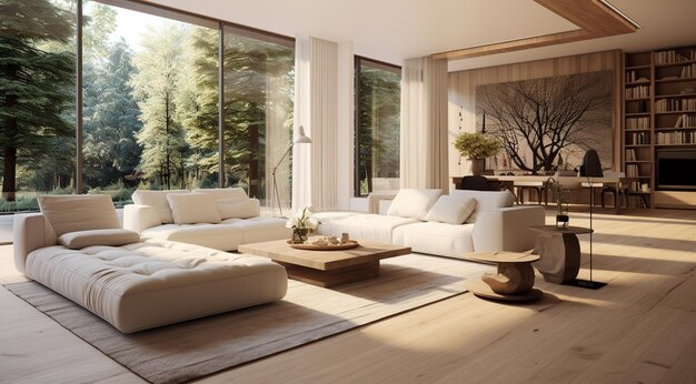 modern living room with fireplace generativa IA
