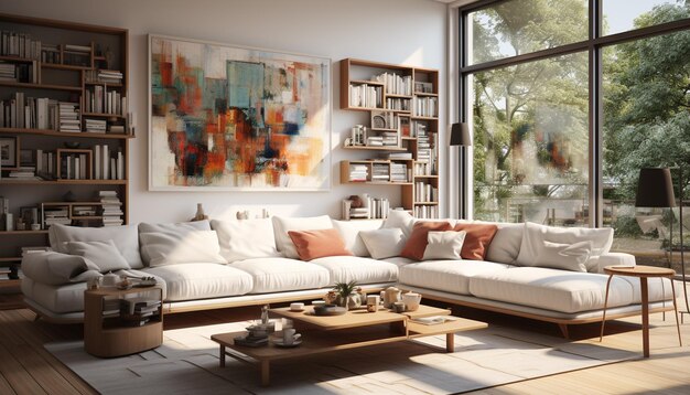 Photo modern living room with fireplace living room interior modern living room