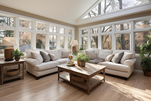 Photo modern living room with fireplace