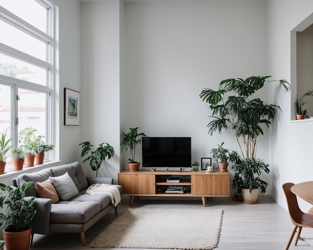 modern living room with plant