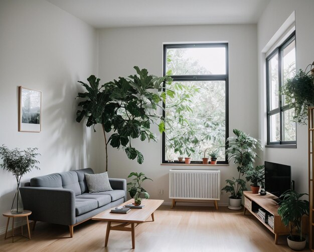 modern living room with plant